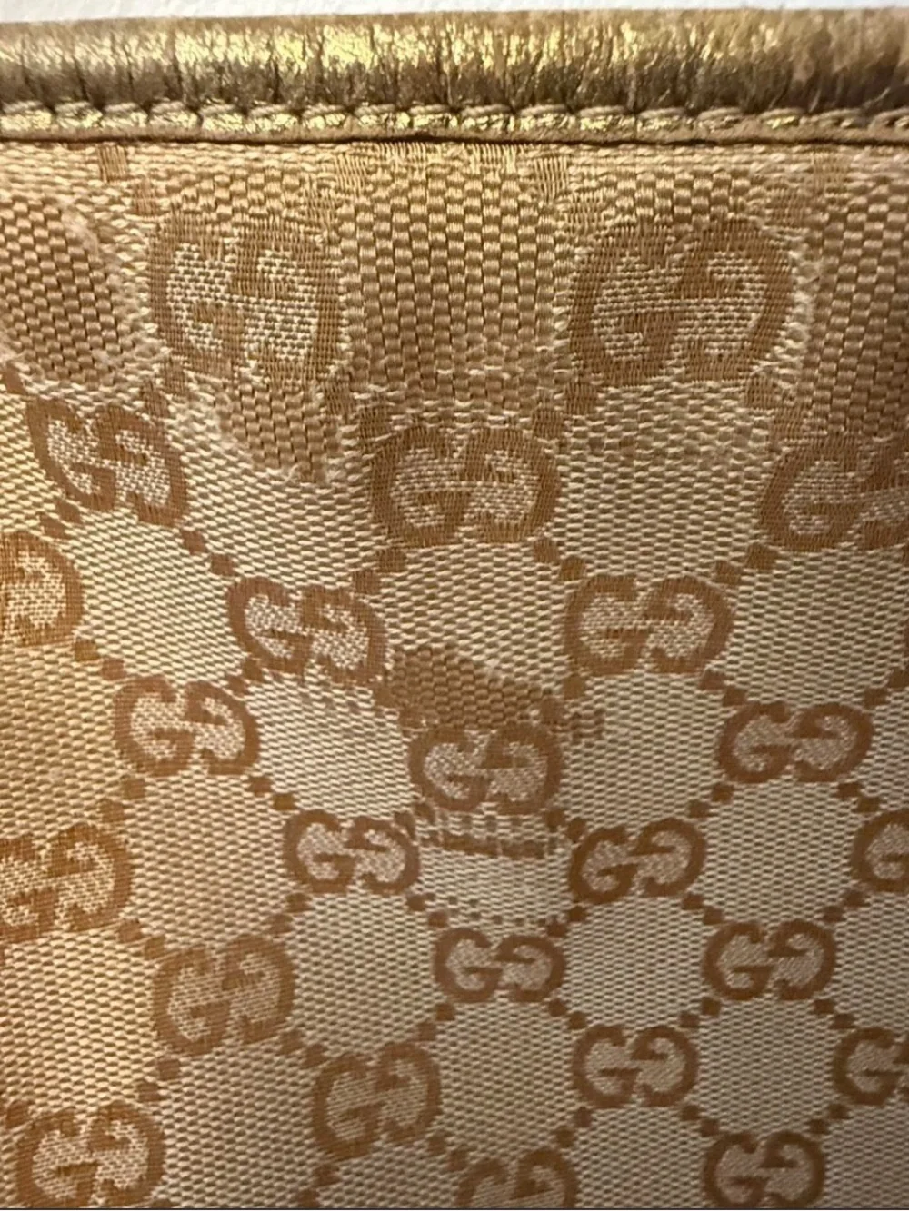 Gucci Tan and Rose Gold Monogram Crossbody Bag